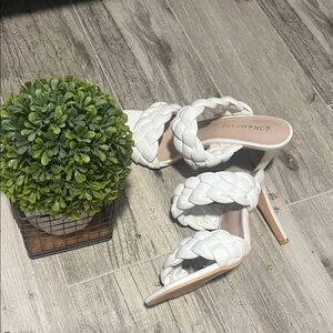 Rampage White Braided Heels